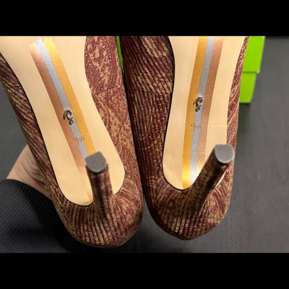 Sam Edelman Hazel Pointed Toe Pump Heels Shoes Brown Paisley Fabric Size 9.5 - Picture 14 of 16
